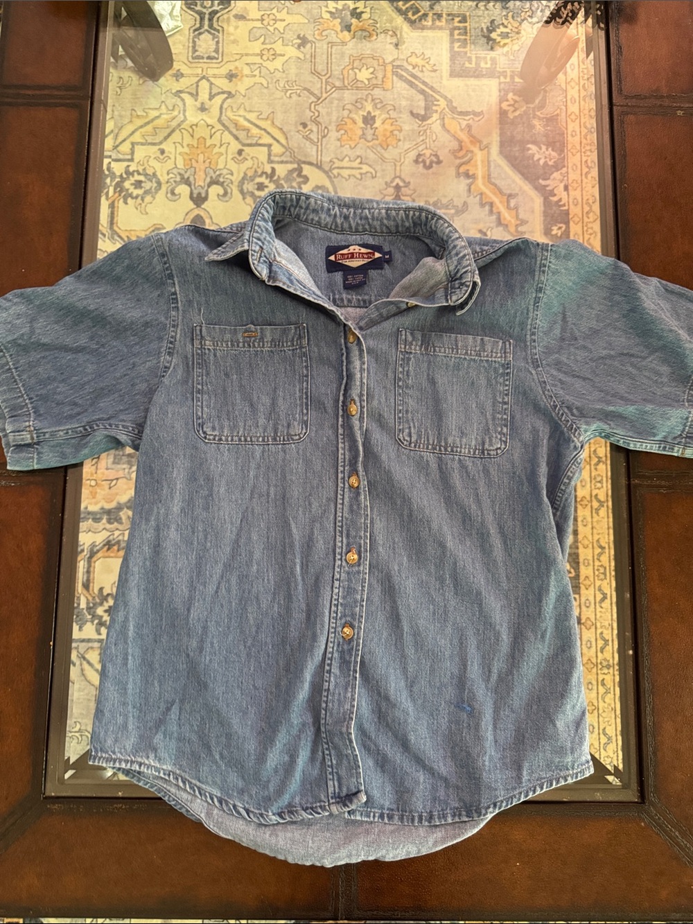 Ruff Hewn Denim Button-Down Shirt in Light Blue